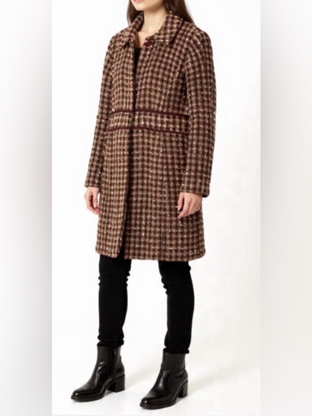 Sag Harbor Dress coat basket weave orange yellow red and brown size 16